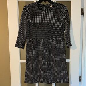 LOFT Black and White Patterned Long Sleeve Casual Dress